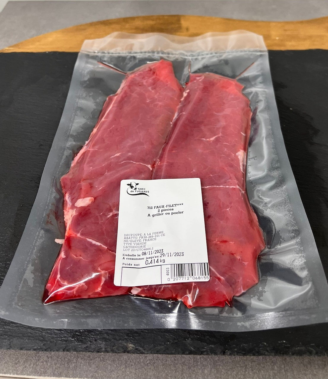 Faux-filet de bœuf emballé sous vide – fraîcheur et qualité en direct de la ferme